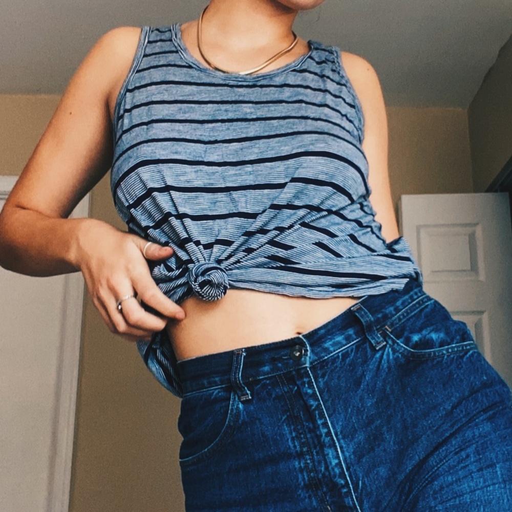 GAP Navy and Blue Striped Legging Tank Camisole Top